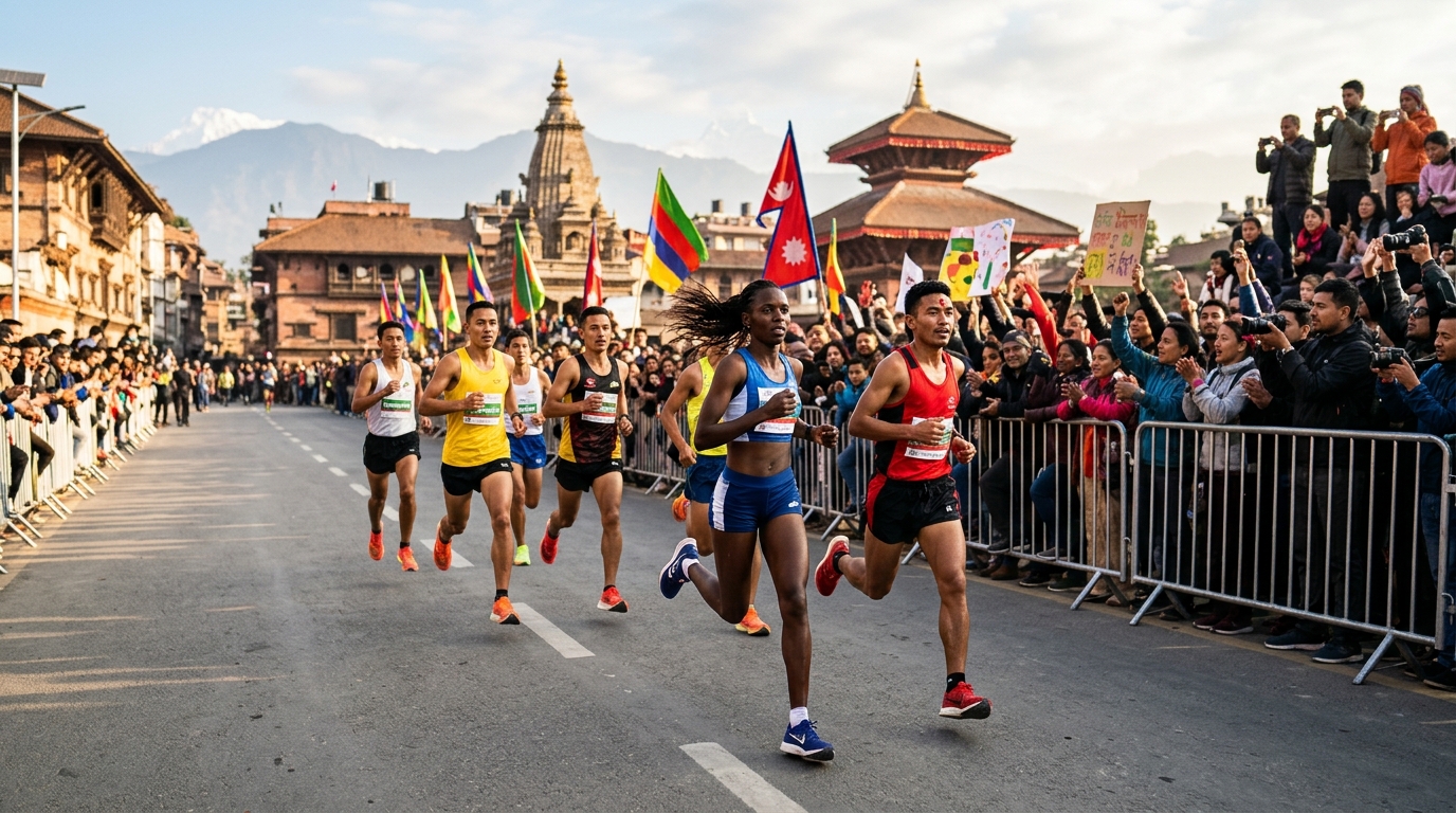 Rakesh Marathon 15 KM Athletes in Kathmandu Nepal